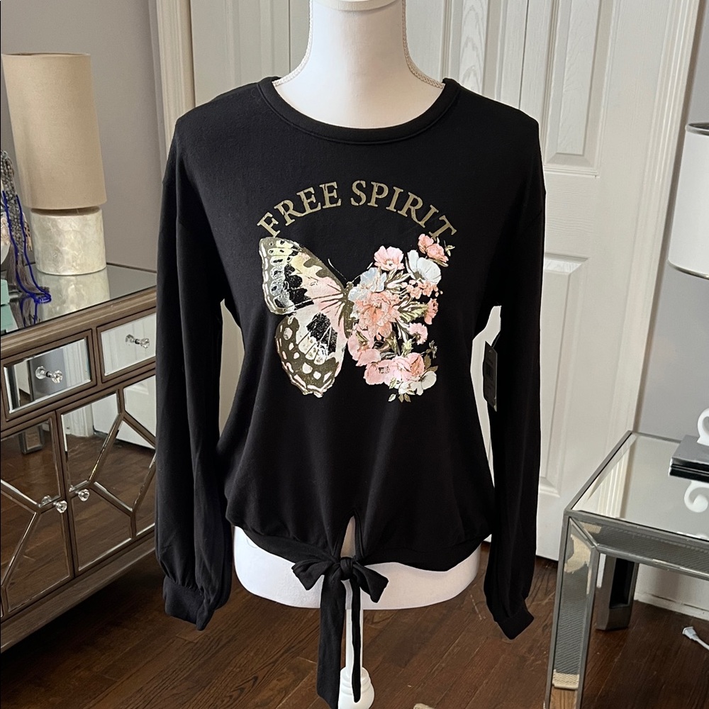 Retrology "Free Spirit" Black Super Soft Women's Top Size S/P NWT